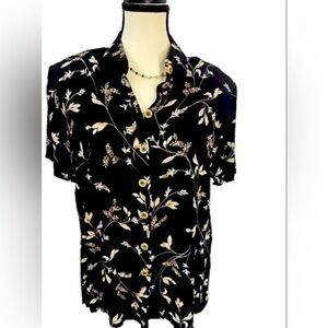 Conrad Women's Hawaiian Shirts Button Up Floral Tropic Print Short Sleeveless M